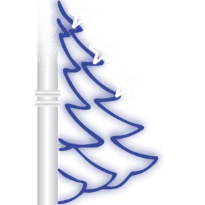 Poste Médio Árvore Azul com Estrelas