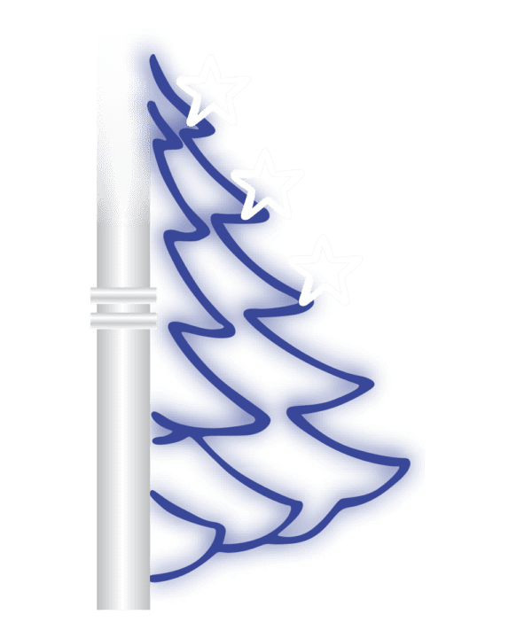 Poste Médio Árvore Azul com Estrelas